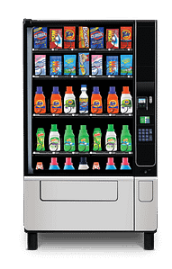 Sleek black and gray VendRevv Laundry Vending Machine stocked with a variety of laundry retail products