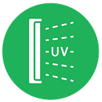 Green and white uv light circle icon green