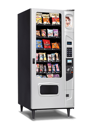 Mercato 3000 Snack with platinum silver door styling and iCart touch screen options left quarter view.