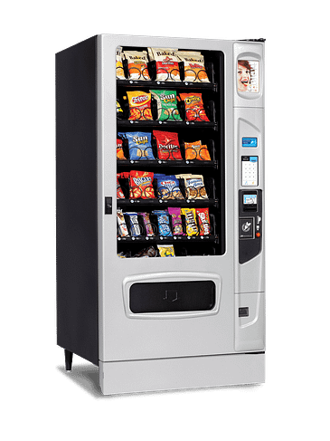 Mercato 4000 snack with optional platinum silver door styling, iCart touch screen and kick panel left quarter view.