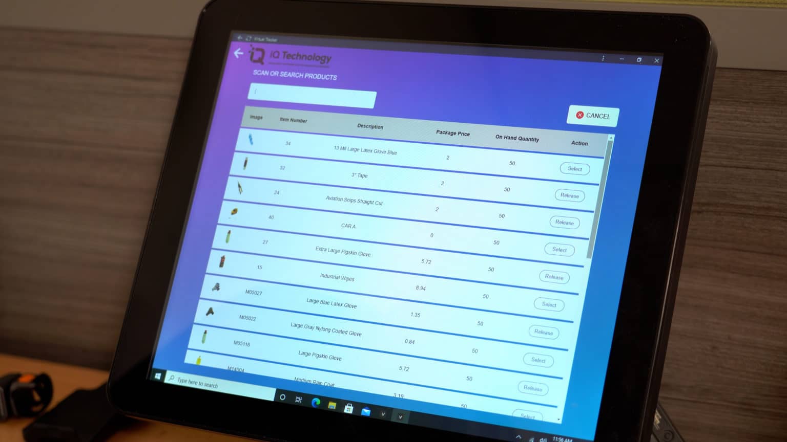 IQ Technology Scan or Search Products Dashboard