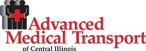 Advanced Medical Transport logo in red, white and black