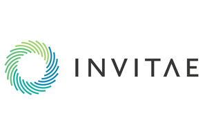 Image of Invitae logo in blue green and black text with white background