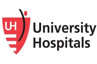 University Hospitals logo in red, white and black