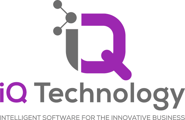 New iQ Technology Logo: Intelligent Software for the Innovative Business in gray and pink