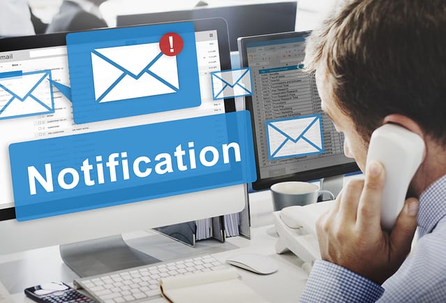 Technical Support image with notification logo on computer display