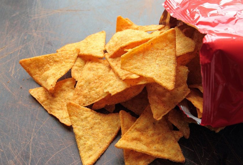 Bag of open chips from a vending machine