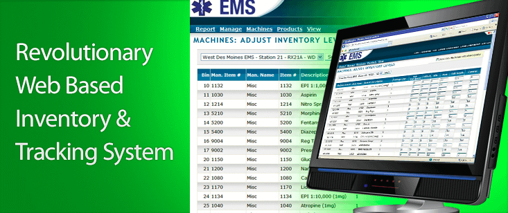 Revolutionary Web Based Inventory and Tracking System Image on Computer Display with Green Background