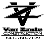 Van Zante Construction logo in black and white