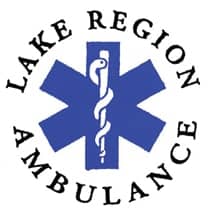 Lake Region Ambulance logo in blue, white and black