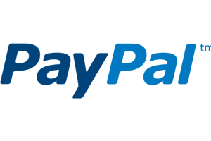 Image of Paypal with blue text and black background