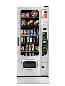 Alpine Combi 3000 refrigerated and frozen food vending machine with platinum door styling option.